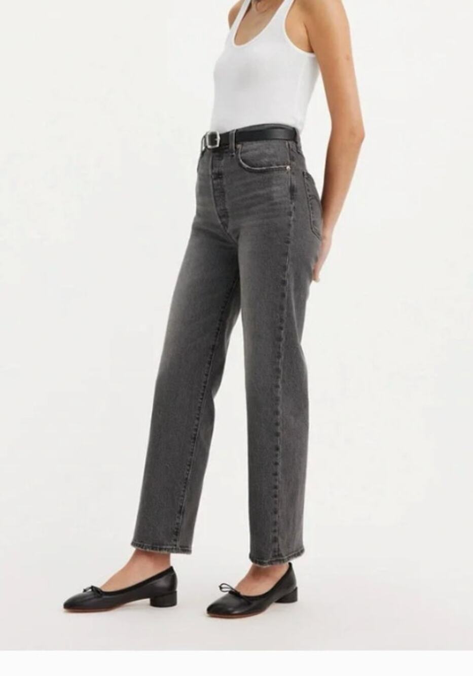 NWT Levi's Ribcage Straight Ankle Jeans Super High Rise Black Rinse 24 x 27